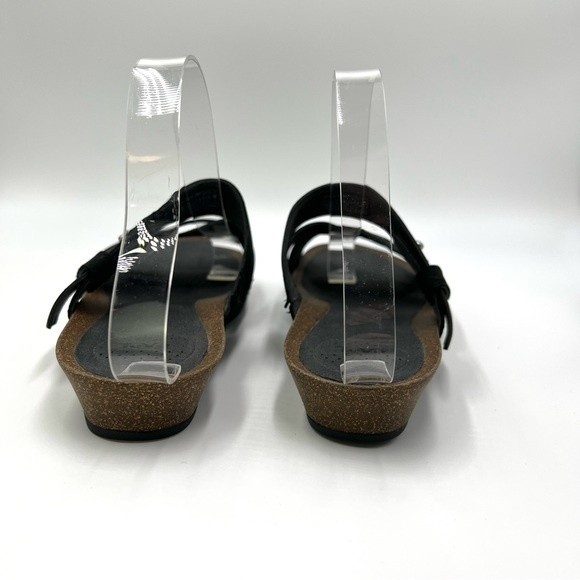 Teva Women's Mahonia Black Leather Slip On Slides Sandals Shoes Size 10.5 - Picture 8 of 13